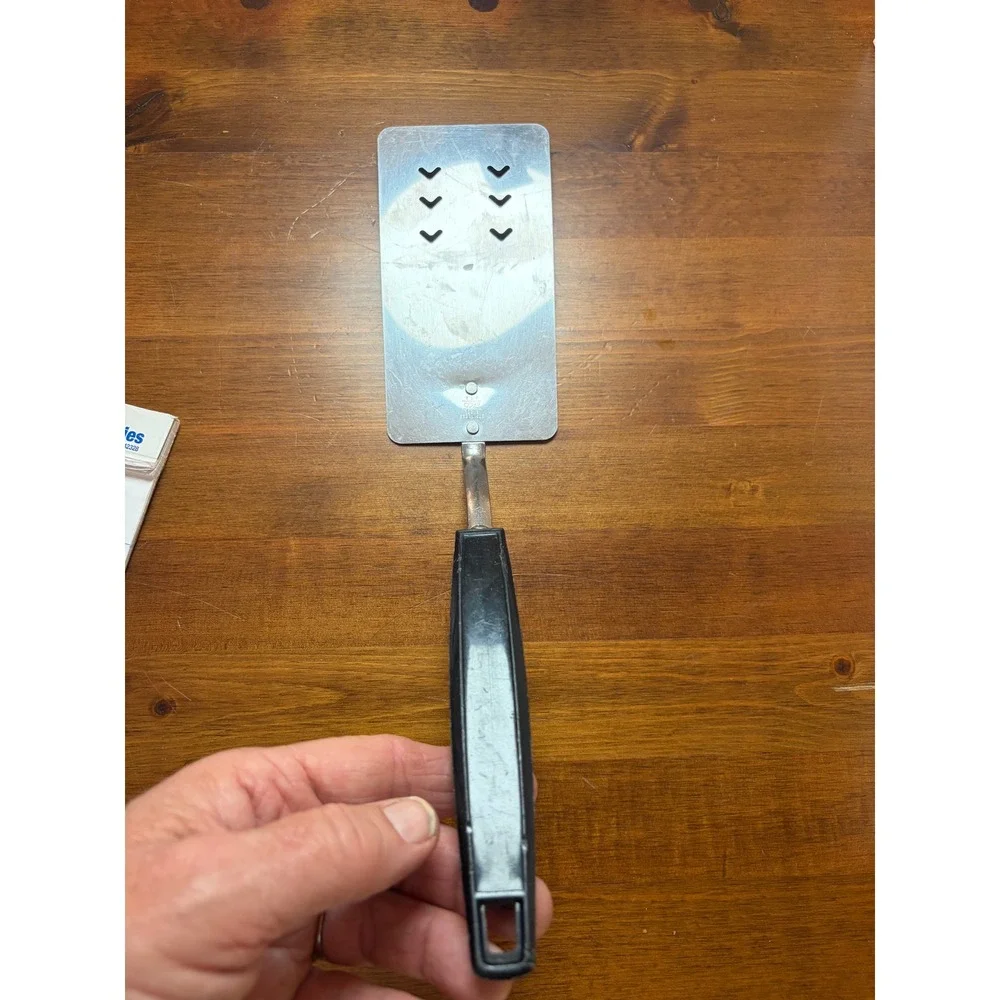 Vintage EKCO Stainless Steel Spatula Slotted Turner Black Handle Made in USA MCM